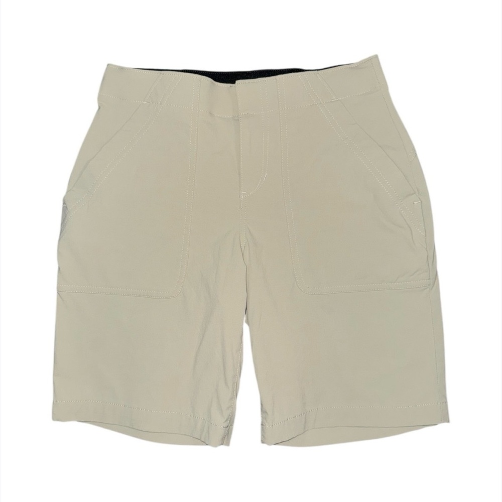 Eddie Bauer Horizon Bermuda Shorts Petite P2 Stone Khaki Stretch Hiking Outdoor